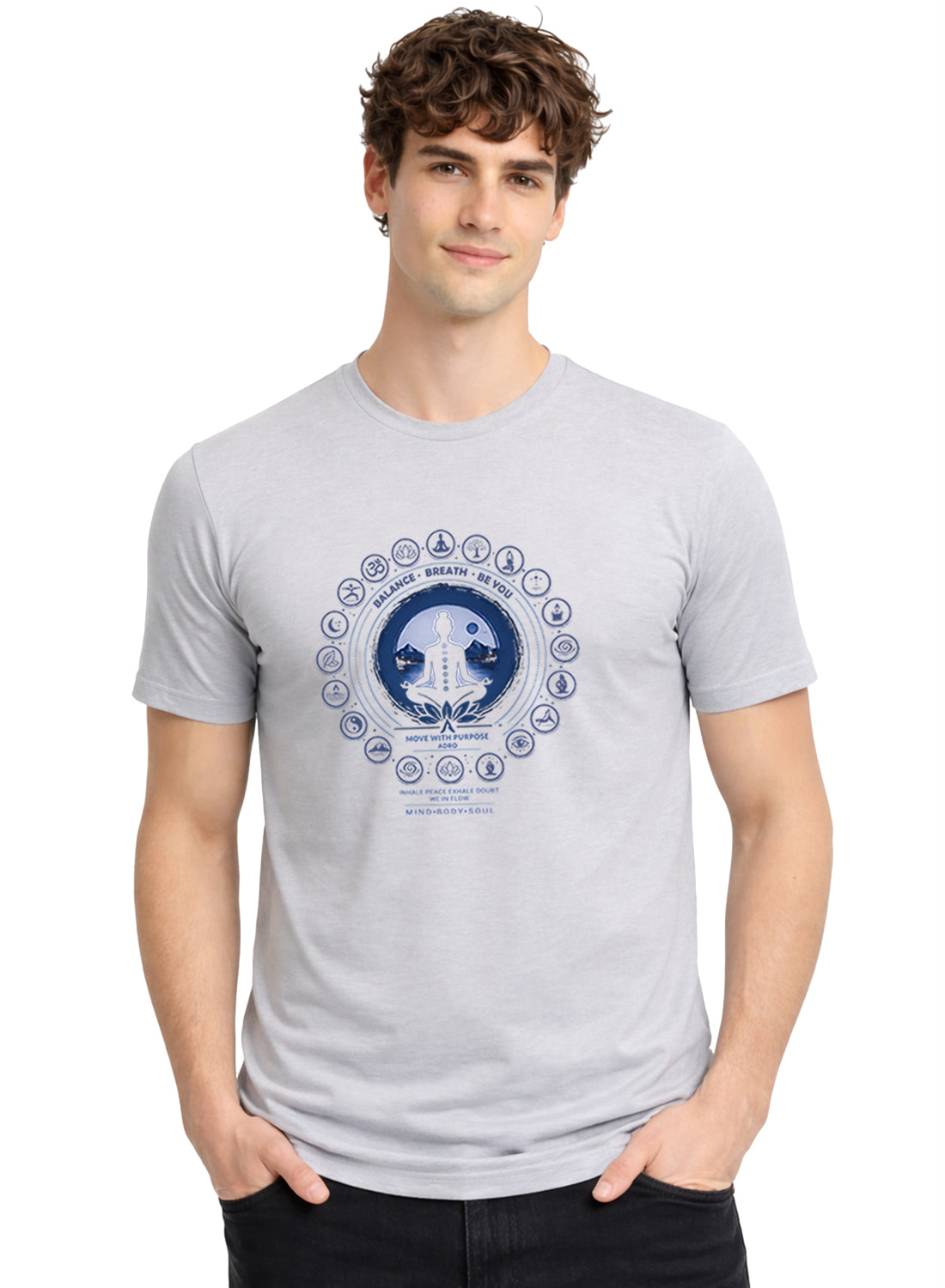 Men Grey Printed Casual T-Shirt
