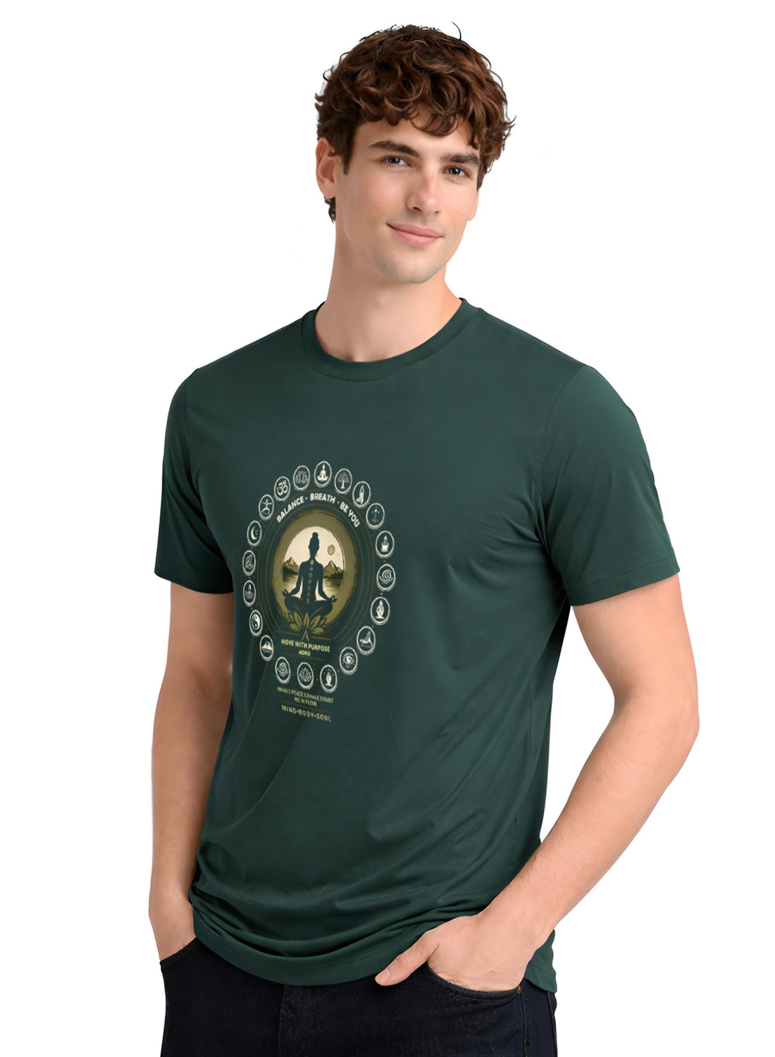 Men Green Printed Casual T-Shirt