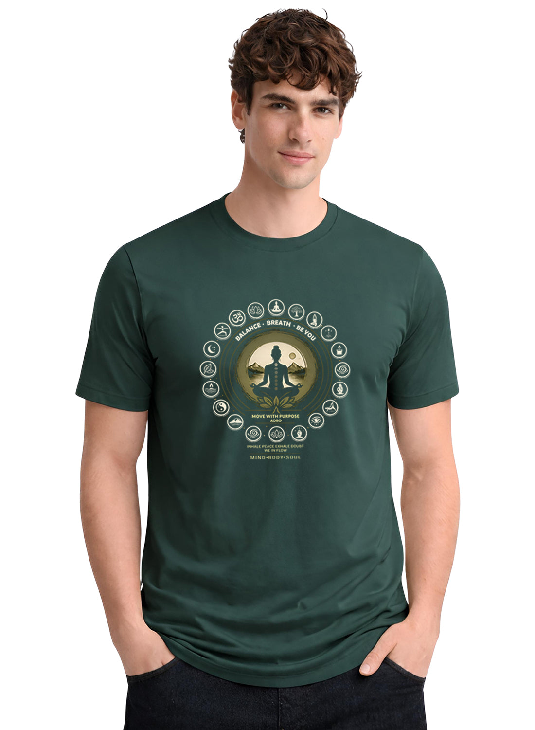 Men Green Printed Casual T-Shirt