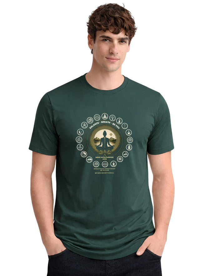 Men Green Printed Casual T-Shirt