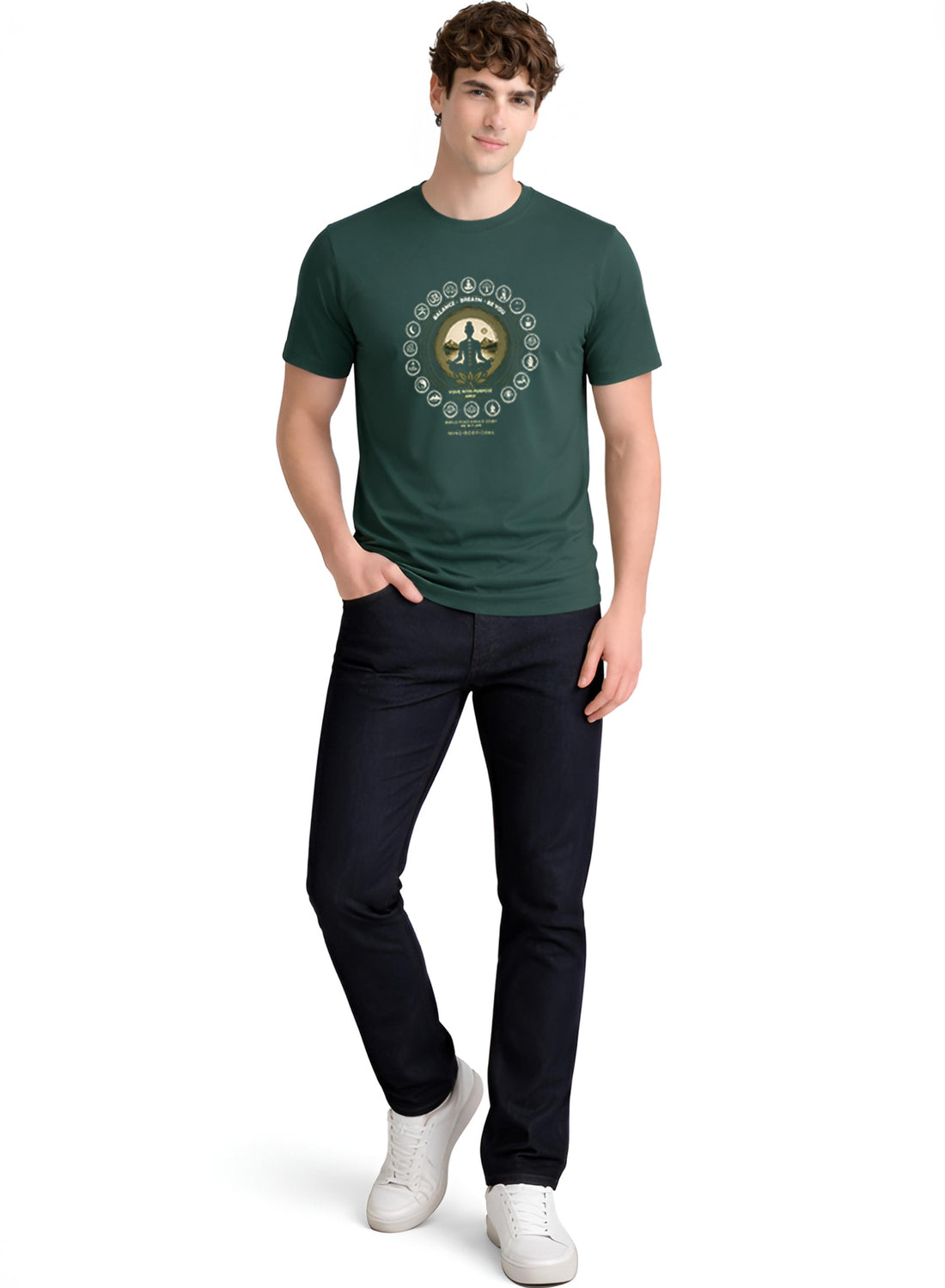Men Green Printed Casual T-Shirt