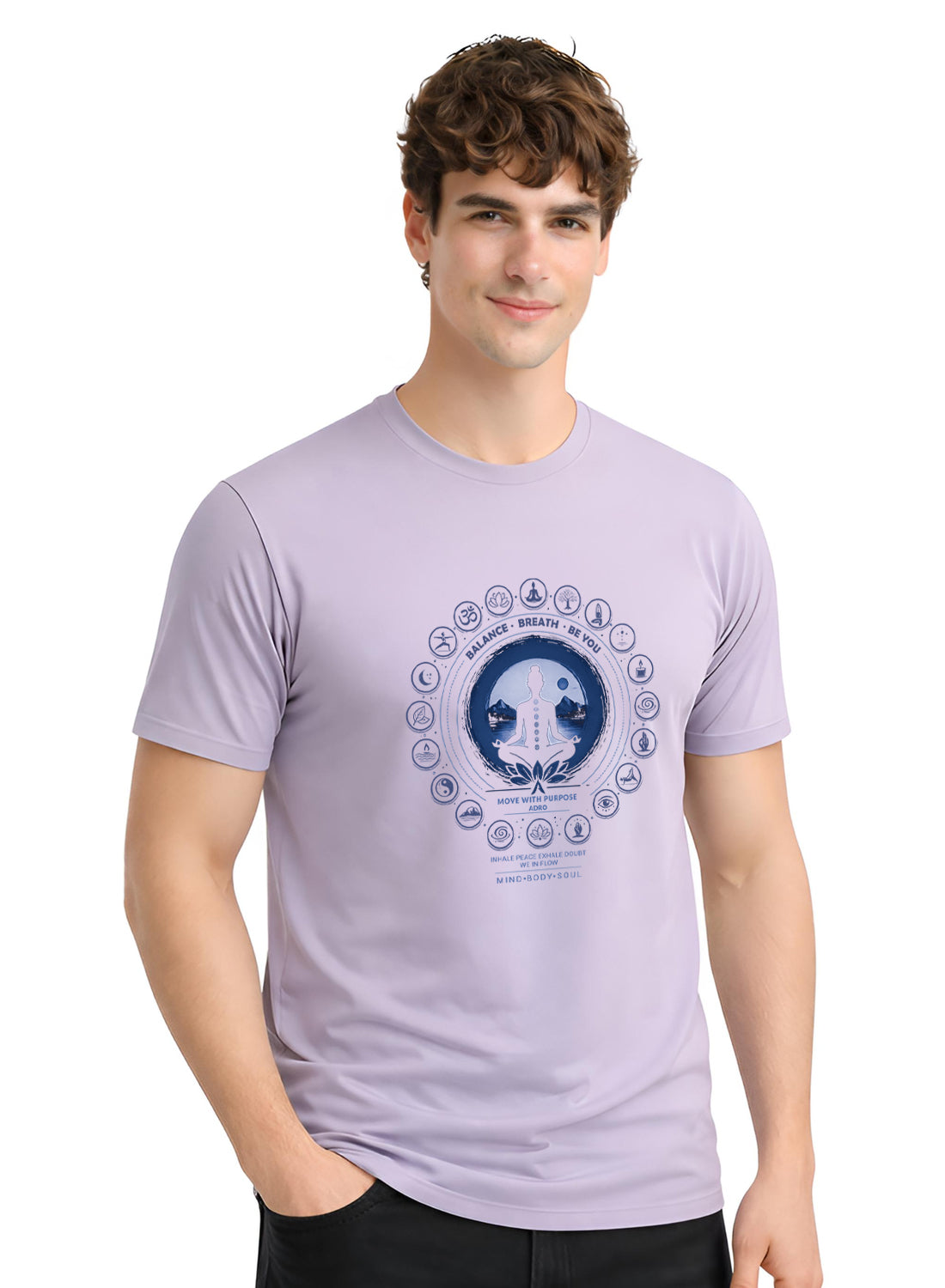 Men Lilac Printed Casual T-Shirt