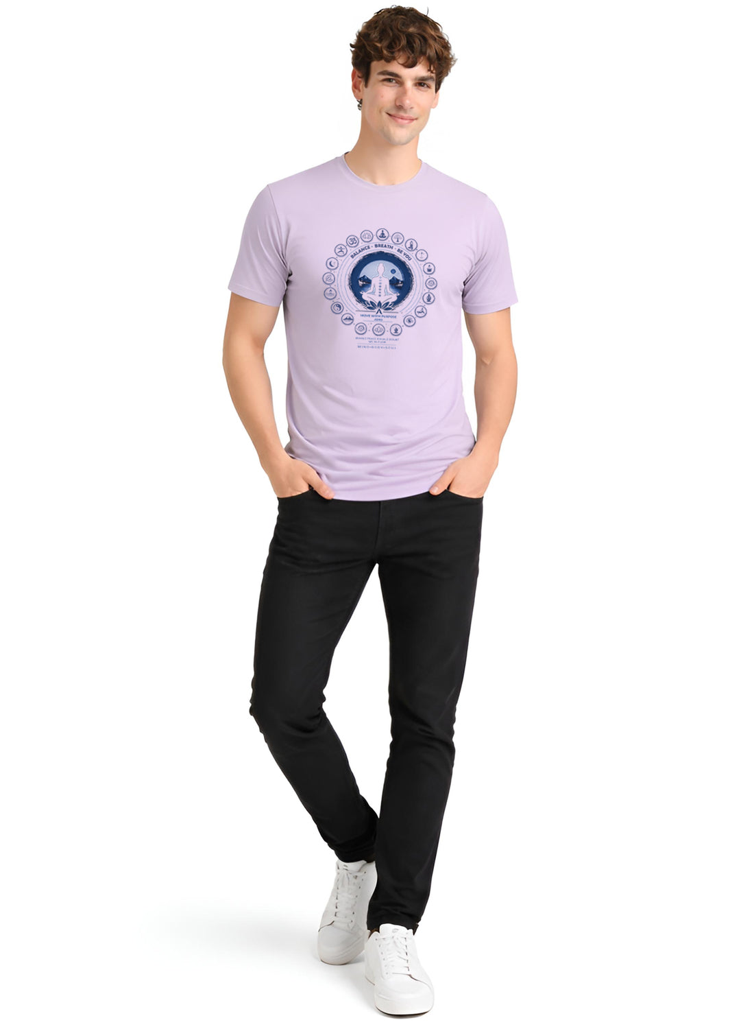 Men Lilac Printed Casual T-Shirt