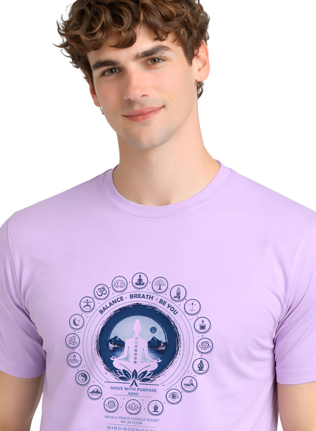 Men Lavender Printed Casual T-Shirt