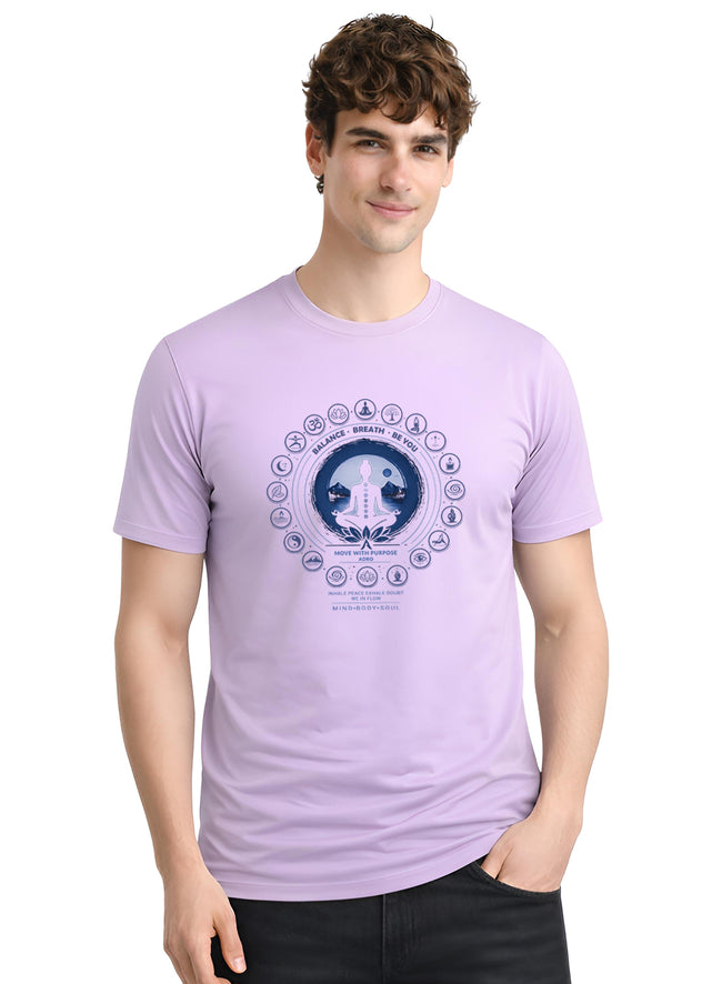 Men Lavender Printed Casual T-Shirt