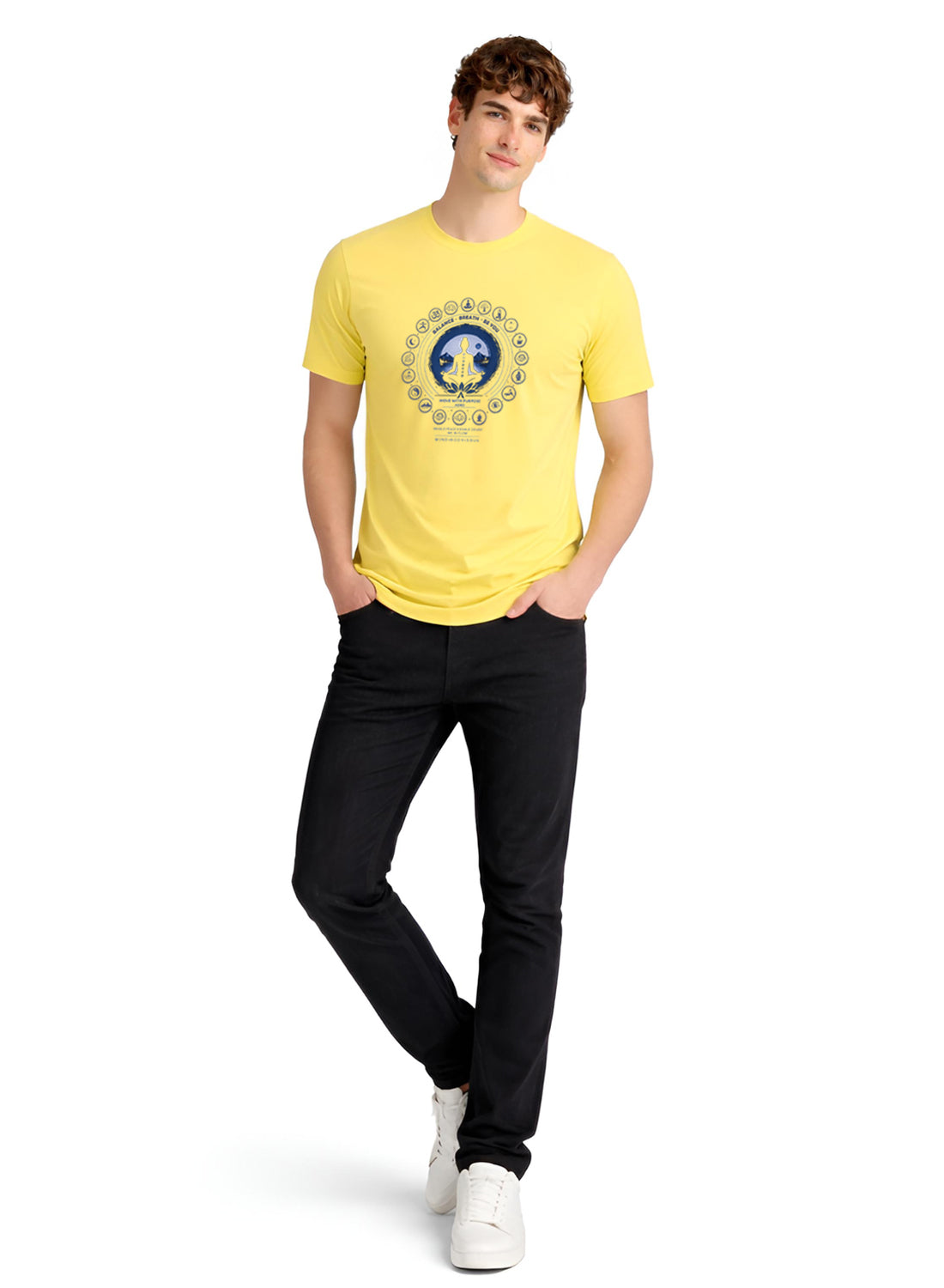 Men Yellow Printed Casual T-Shirt