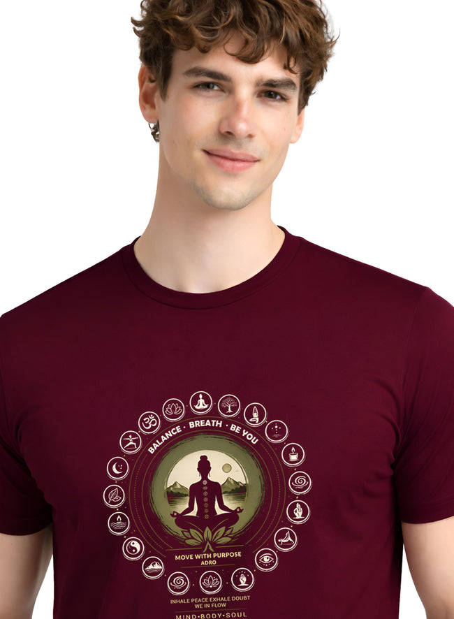 Men Maroon Printed Casual T-Shirt