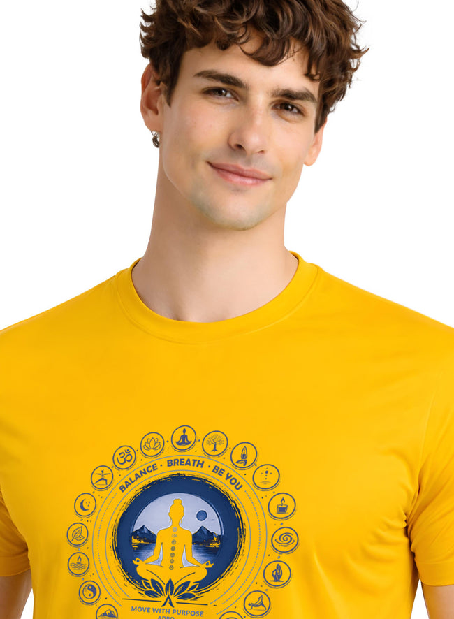Men Mustard Printed Casual T-Shirt