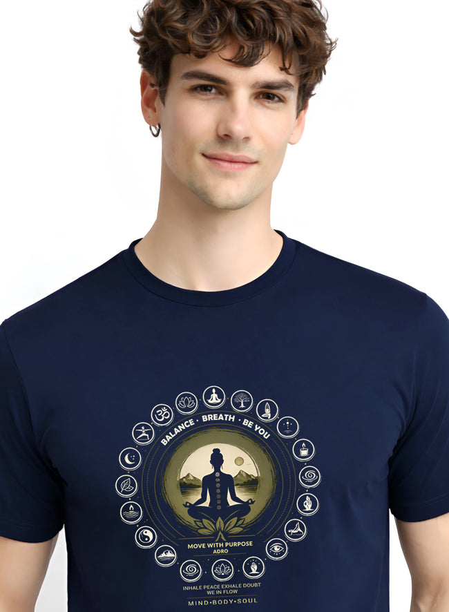 Men Navy Printed Casual T-Shirt