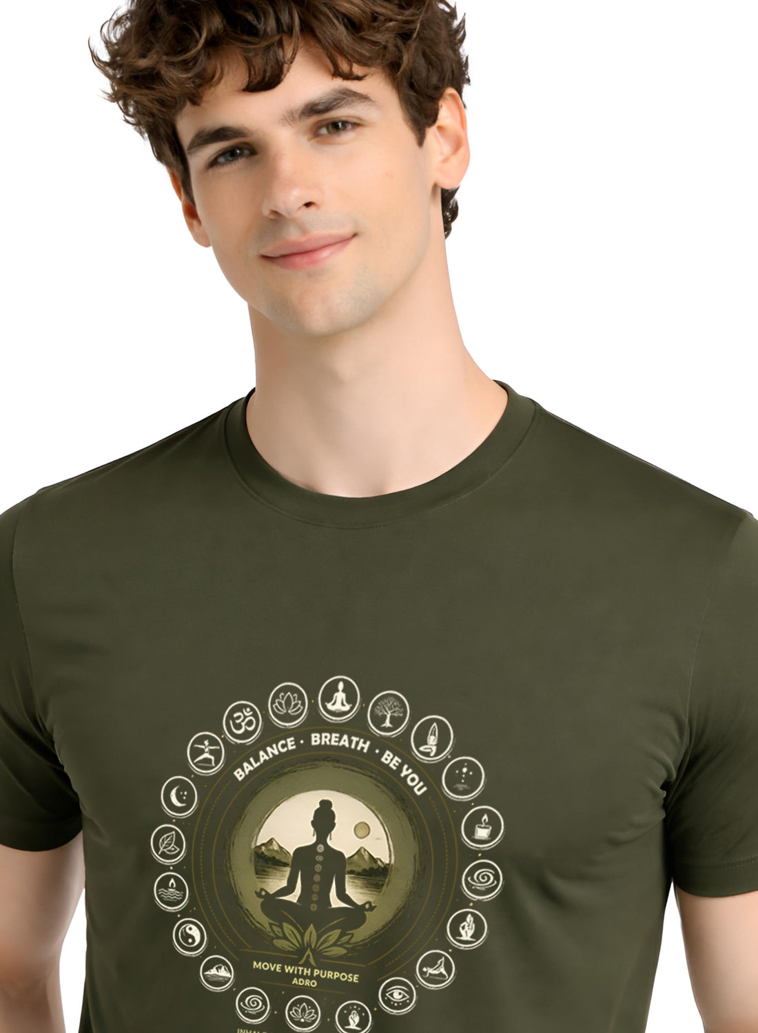 Men Olive Printed Casual T-Shirt