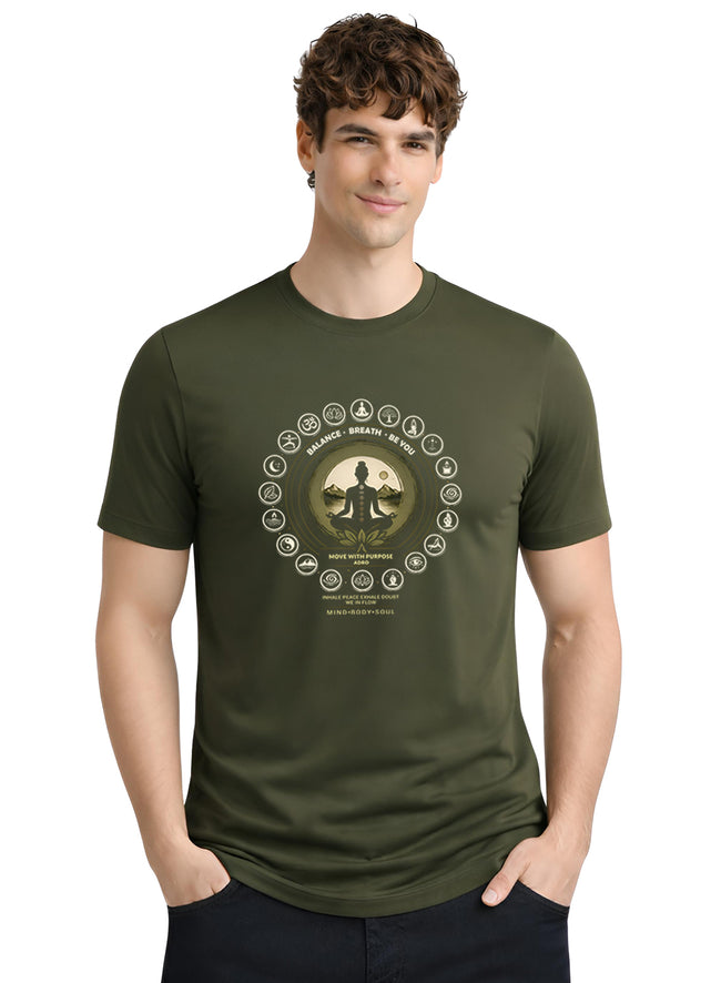 Men Olive Printed Casual T-Shirt