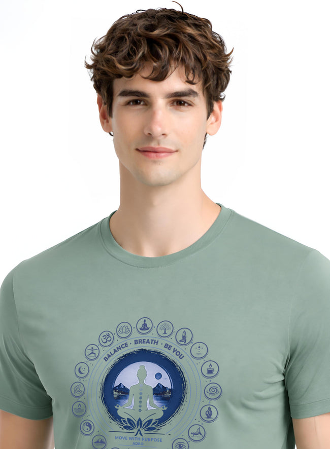 Men Green Printed Casual T-Shirt