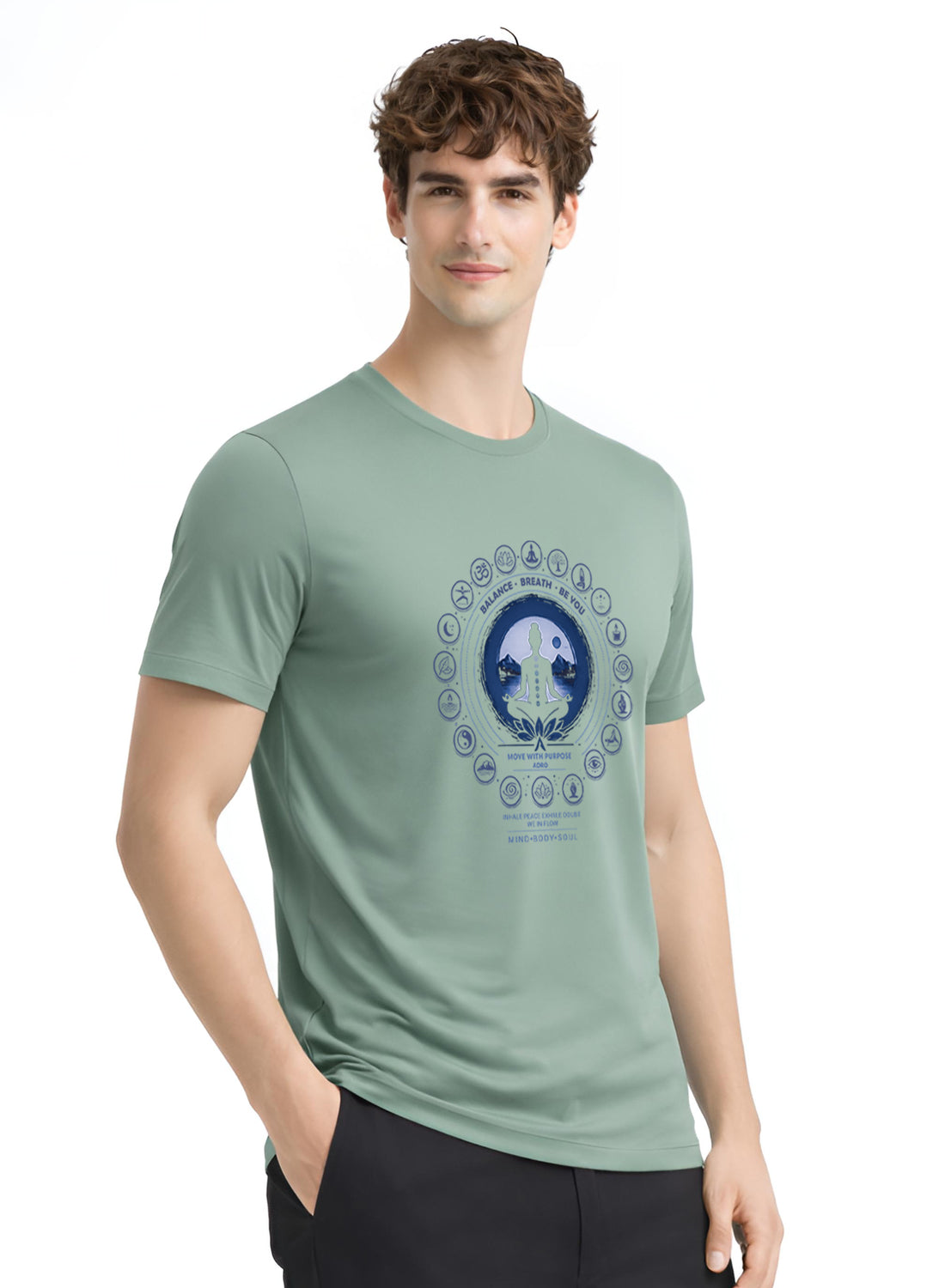 Men Green Printed Casual T-Shirt