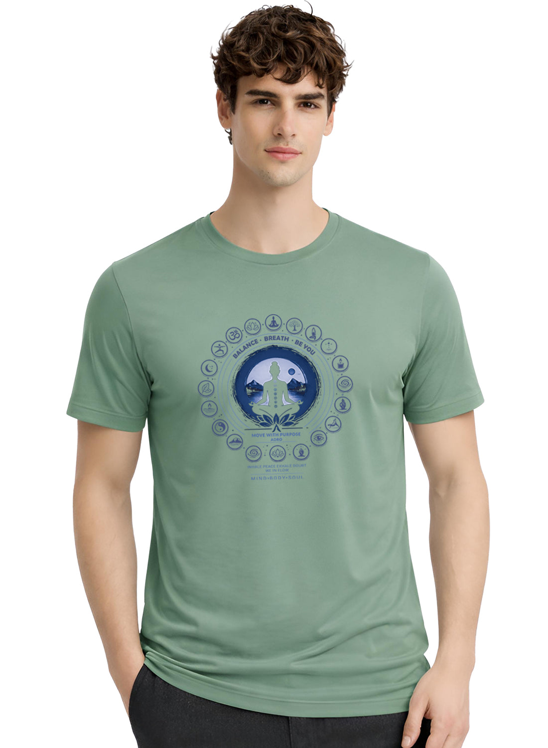 Men Green Printed Casual T-Shirt