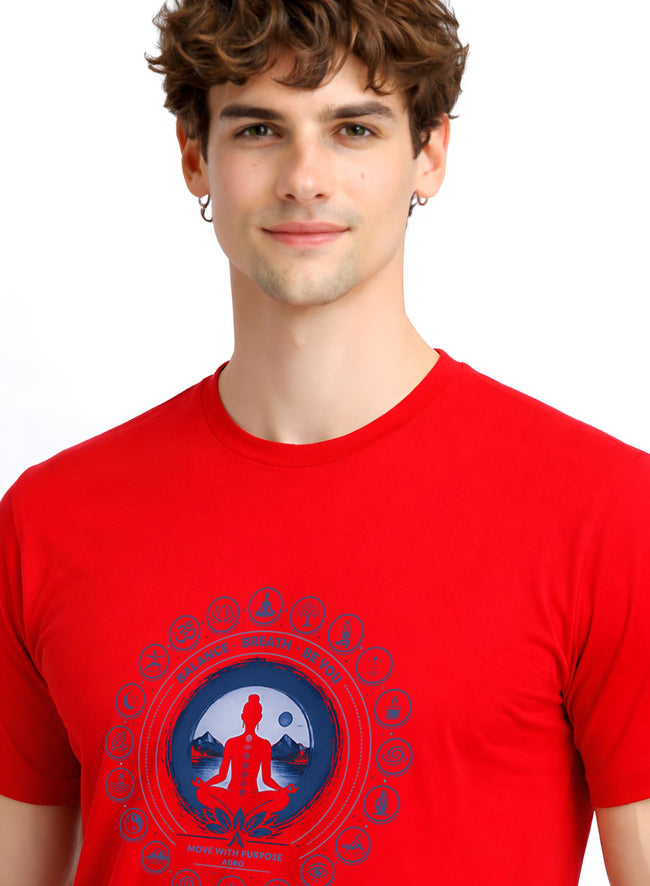 Men Red Printed Casual T-Shirt