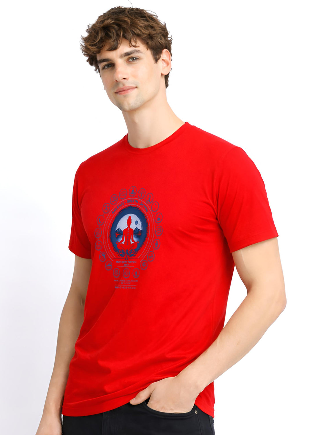 Men Red Printed Casual T-Shirt