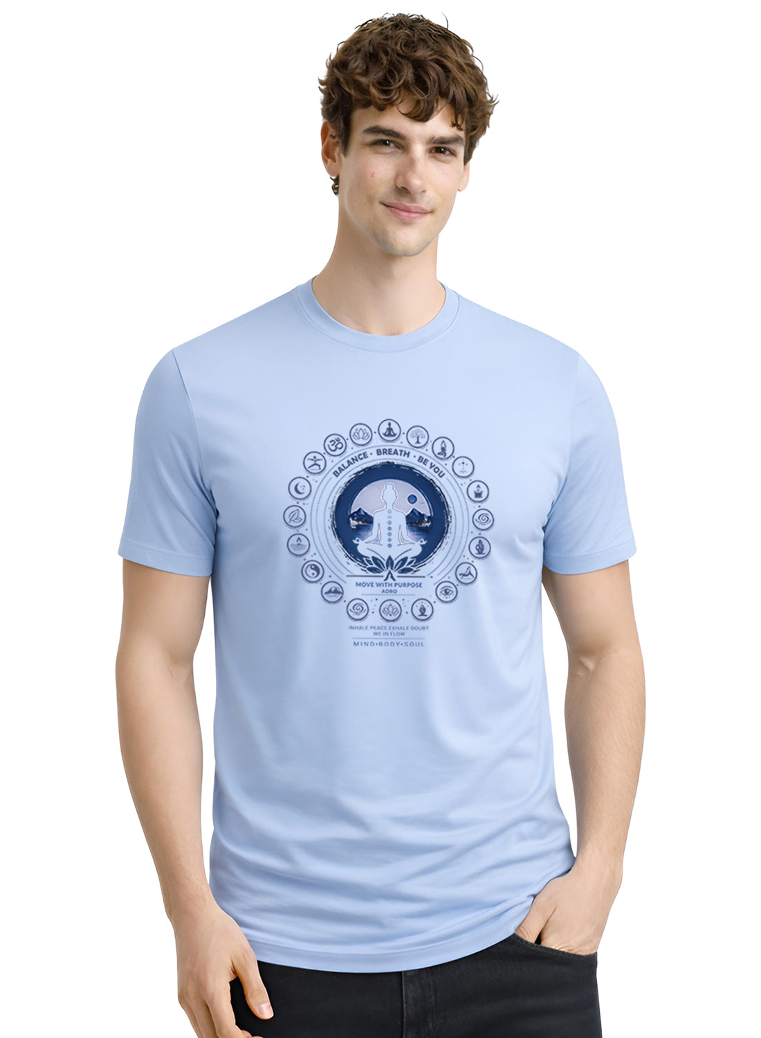 Men Blue Printed Casual T-Shirt