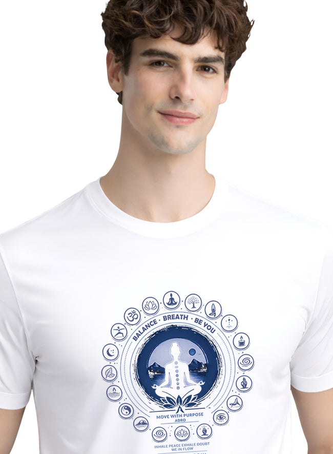 Men White Printed Casual T-Shirt