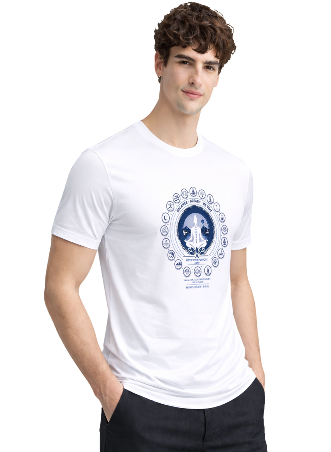 Men White Printed Casual T-Shirt