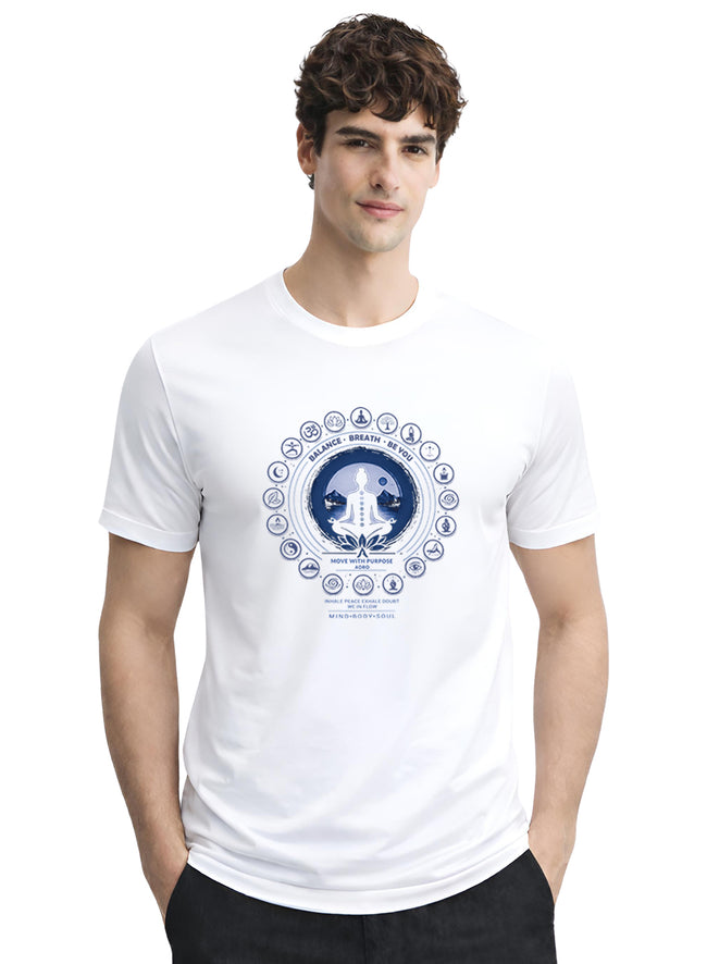 Men White Printed Casual T-Shirt