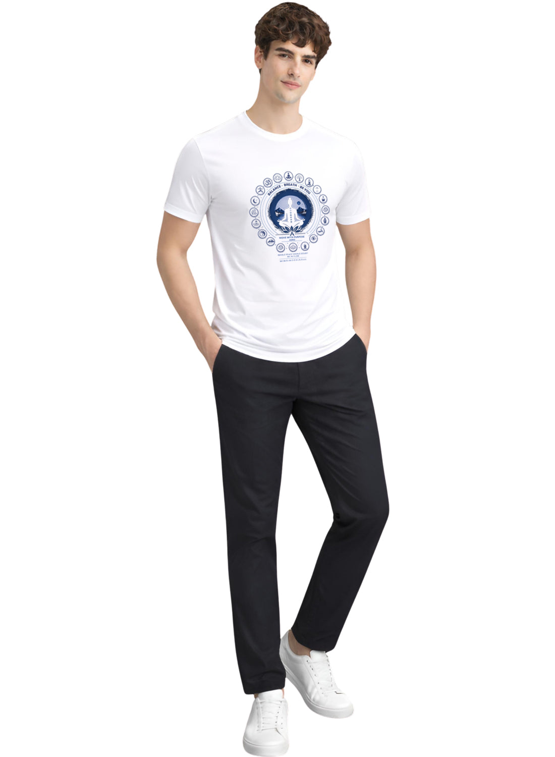 Men White Printed Casual T-Shirt
