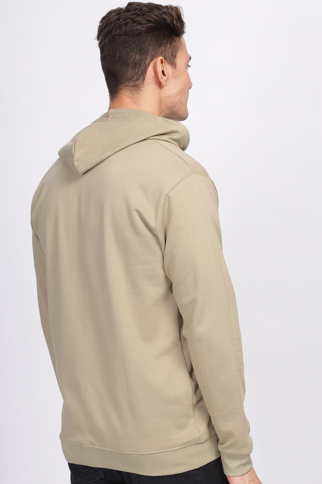 Men Beige  Sweatshirt With Zipper Hoodies