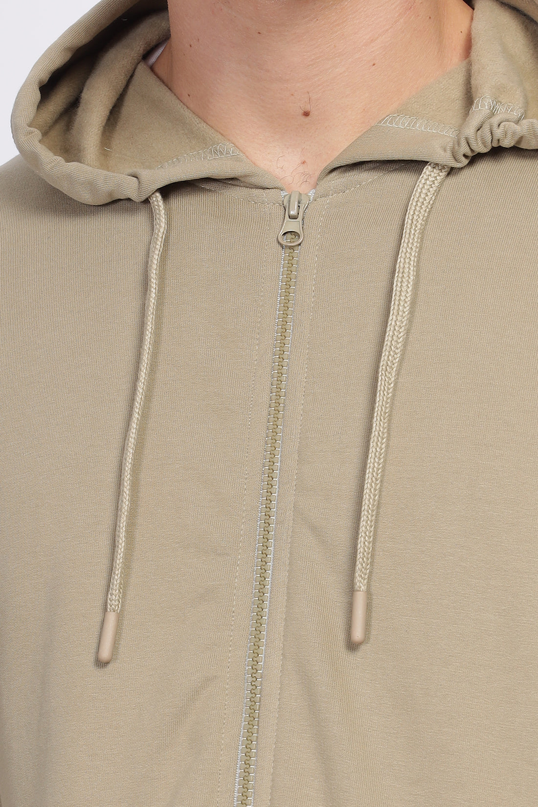 Men Beige  Sweatshirt With Zipper Hoodies