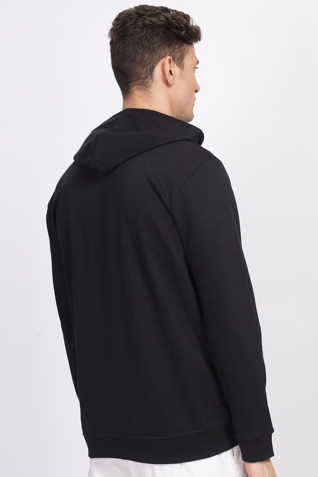 Men Black  Sweatshirt With Zipper Hoodies