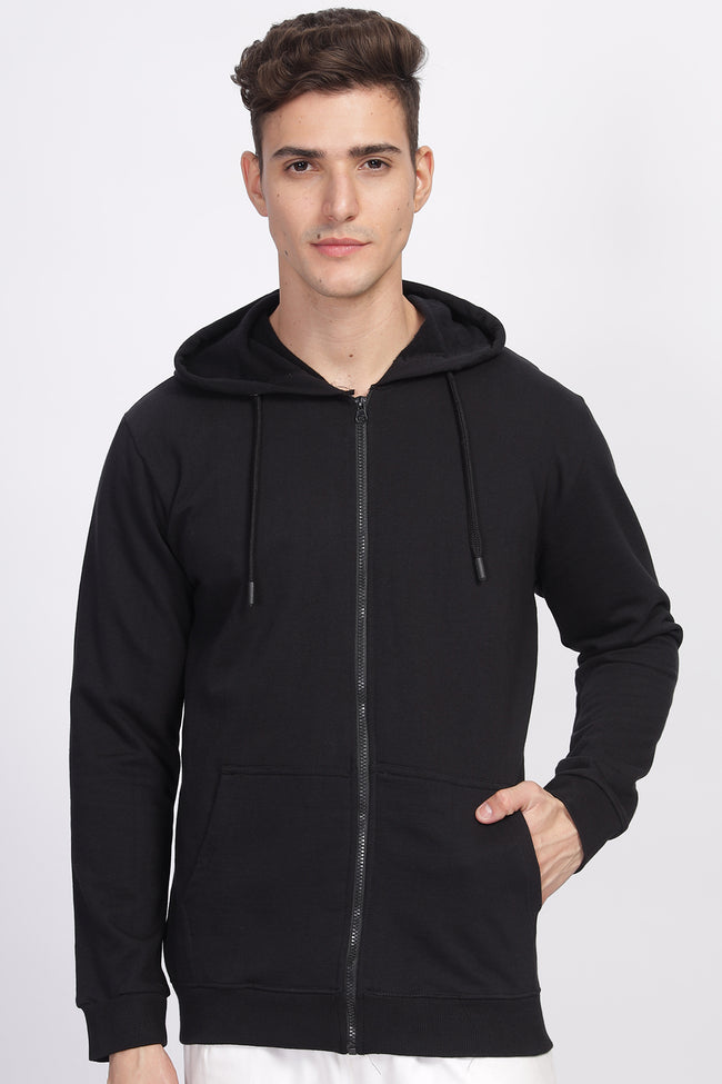Men Black  Sweatshirt With Zipper Hoodies