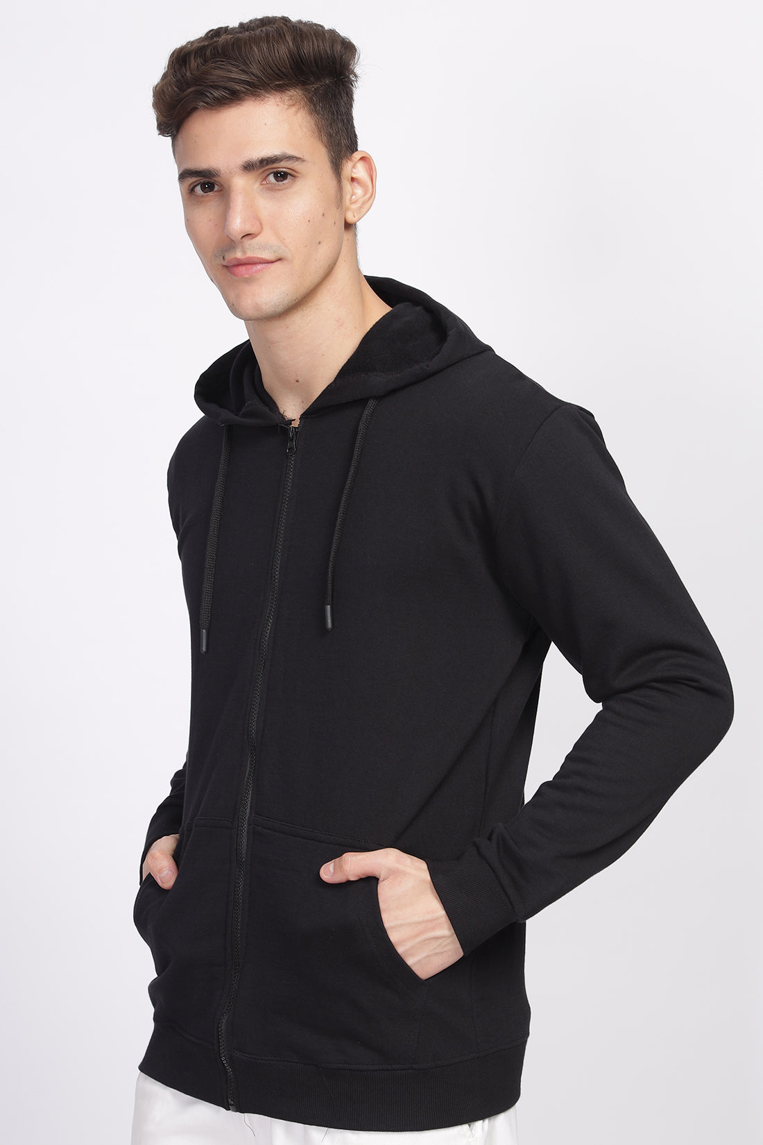 Men Black  Sweatshirt With Zipper Hoodies
