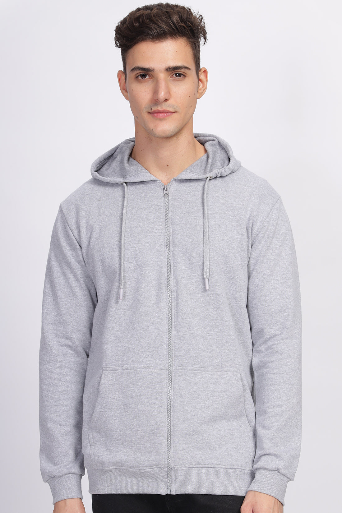 Men Grey Sweatshirt With Zipper Hoodies