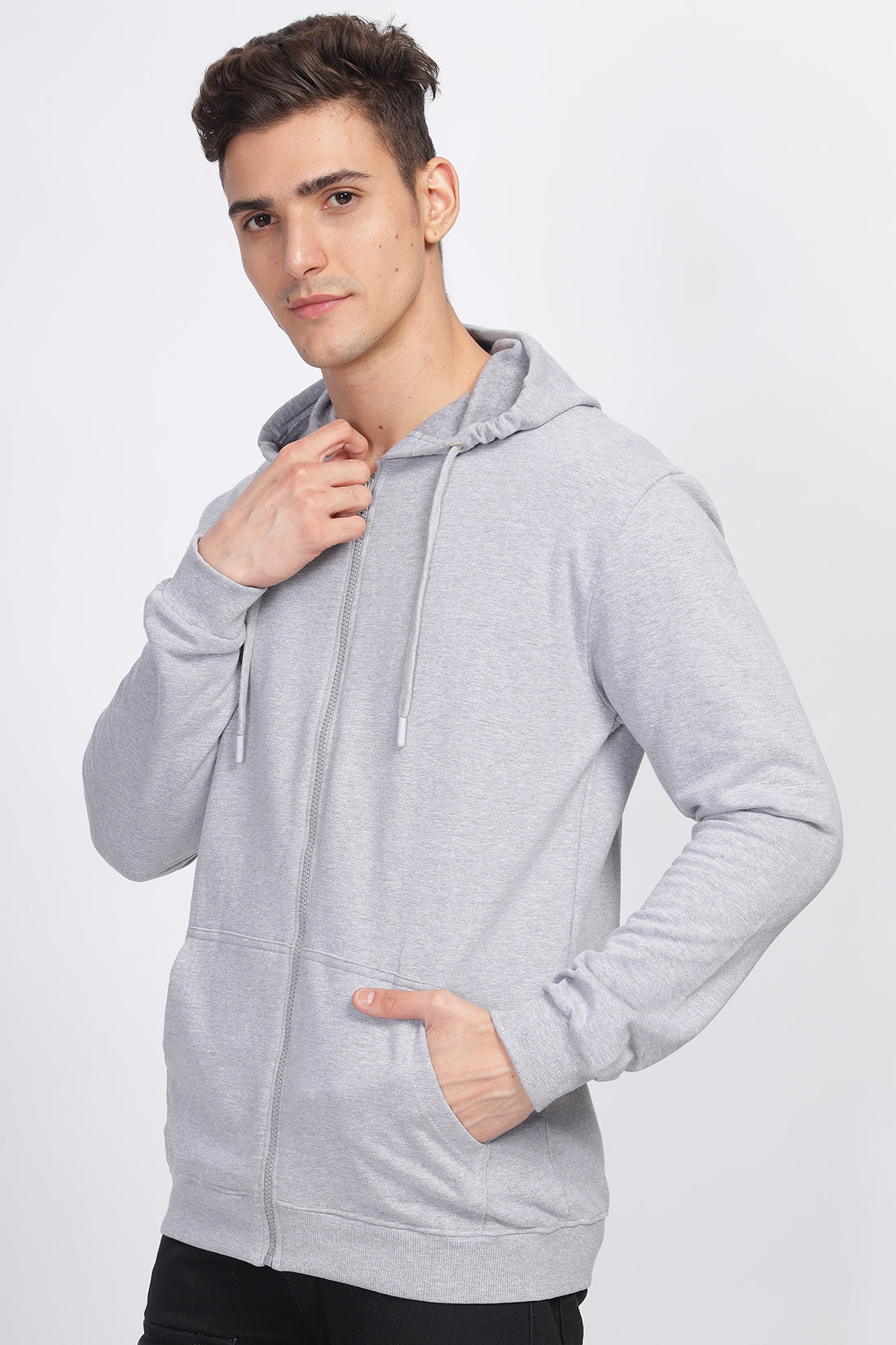 Men Grey Sweatshirt With Zipper Hoodies