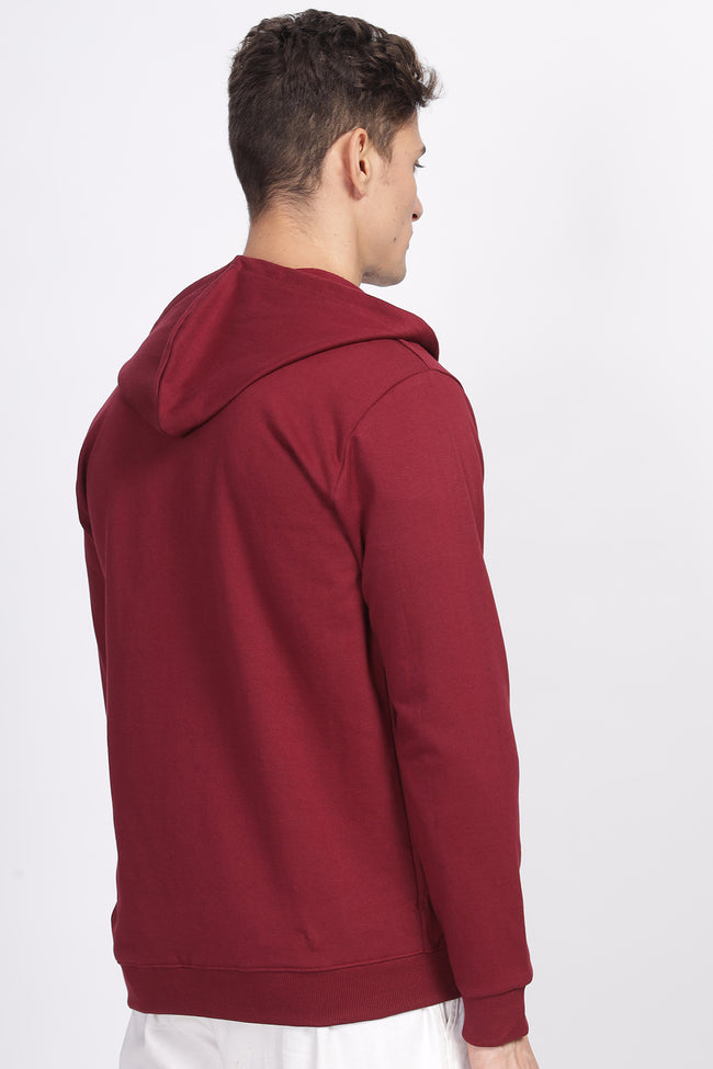 Men Maroon Sweatshirt With Zipper Hoodies