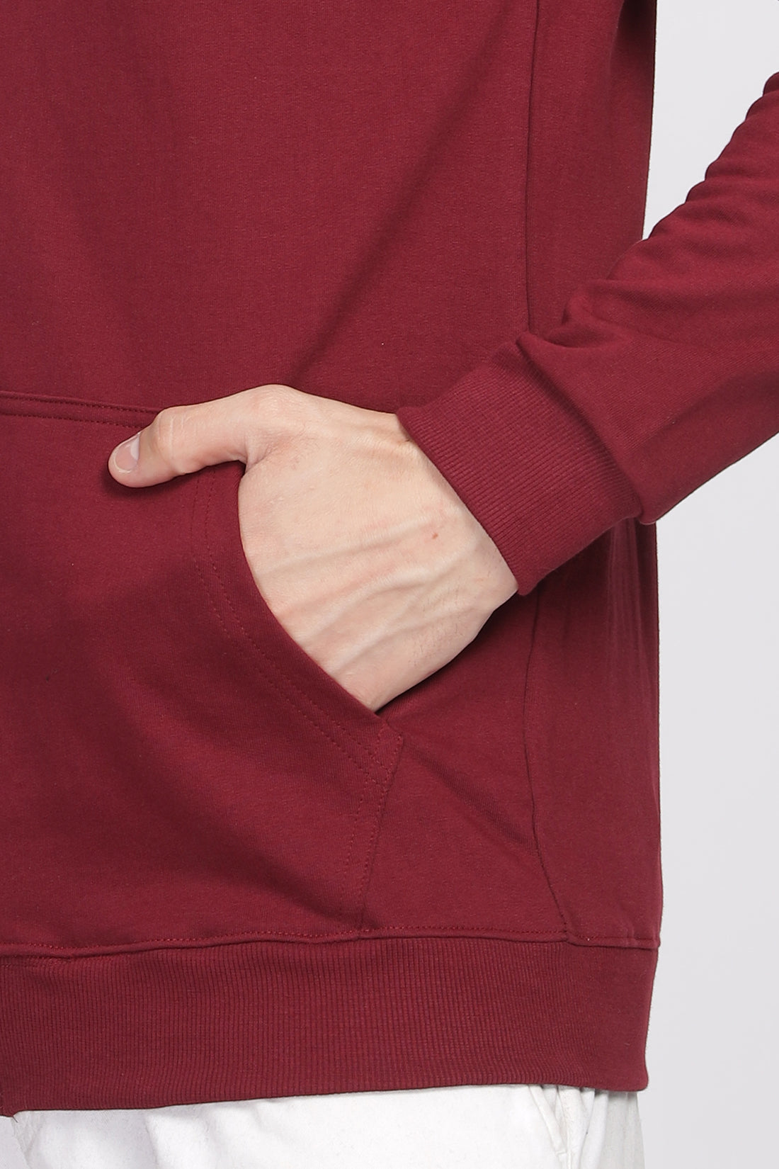 Men Maroon Sweatshirt With Zipper Hoodies