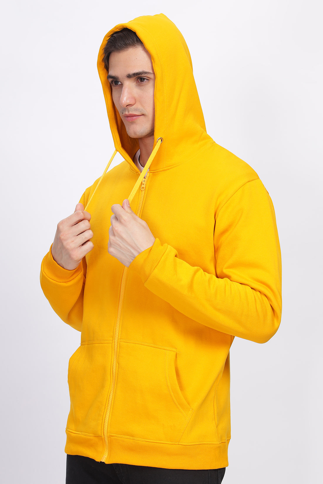 Men Mustard Sweatshirt With Zipper Hoodies