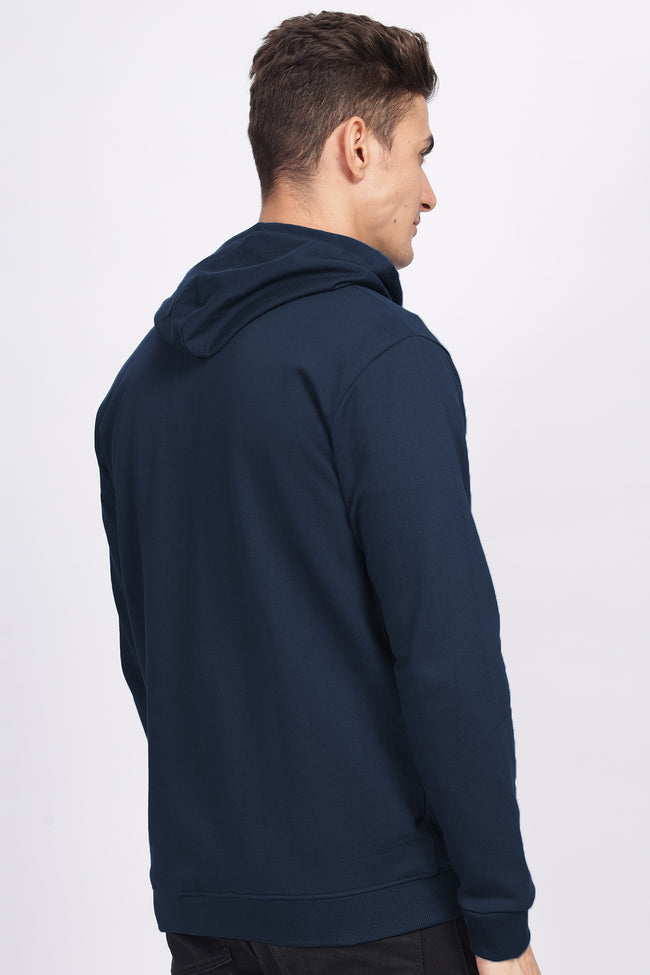 Men Navy Sweatshirt With Zipper Hoodies