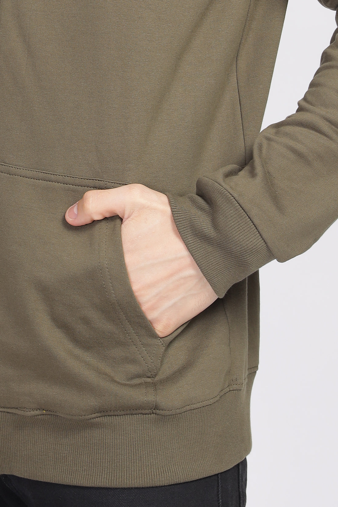 Men Olive Sweatshirt With Zipper Hoodies