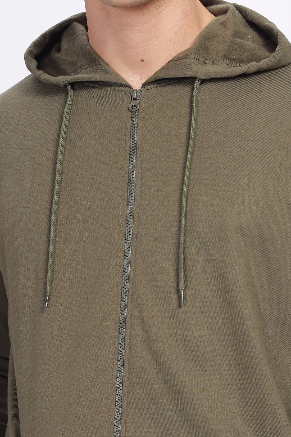 Men Olive Sweatshirt With Zipper Hoodies