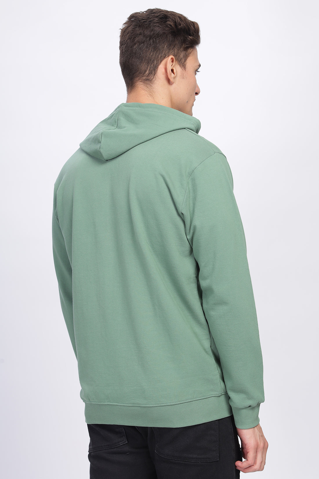 Men Green Sweatshirt With Zipper Hoodies