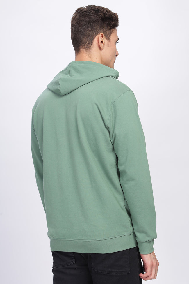 Men Green Sweatshirt With Zipper Hoodies