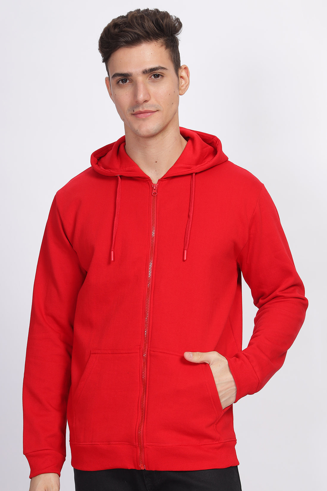Men Red Sweatshirt With Zipper Hoodies