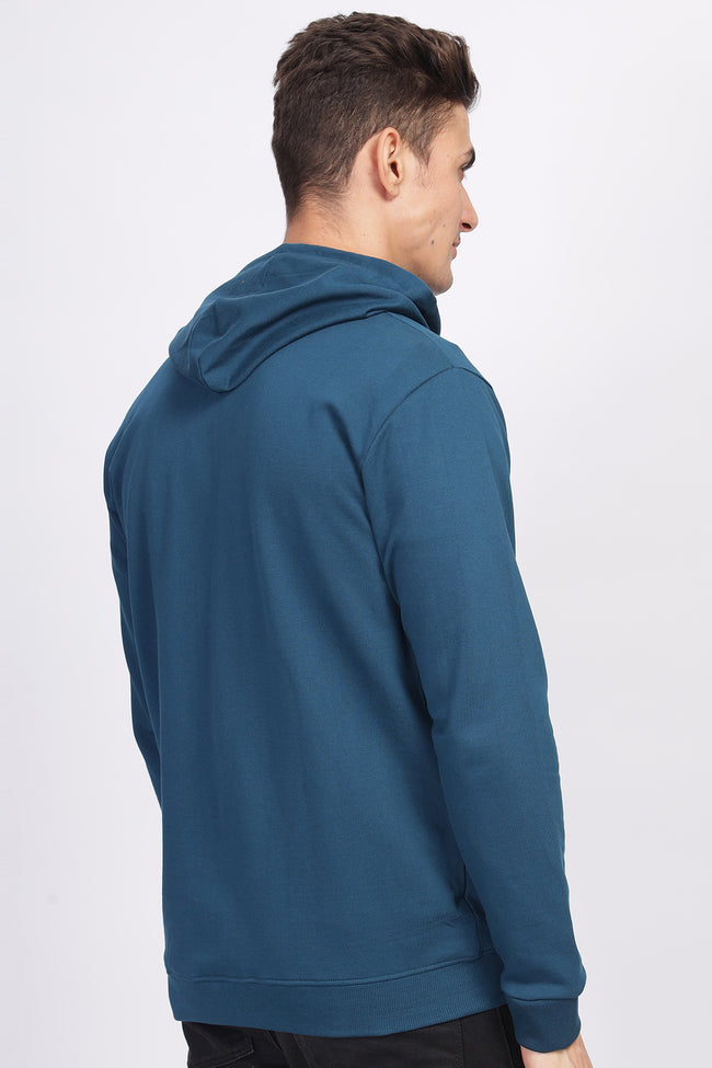 Men Teal Sweatshirt With Zipper Hoodies