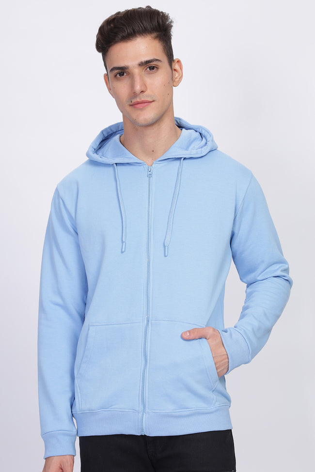 Men Blue Sweatshirt With Zipper Hoodies