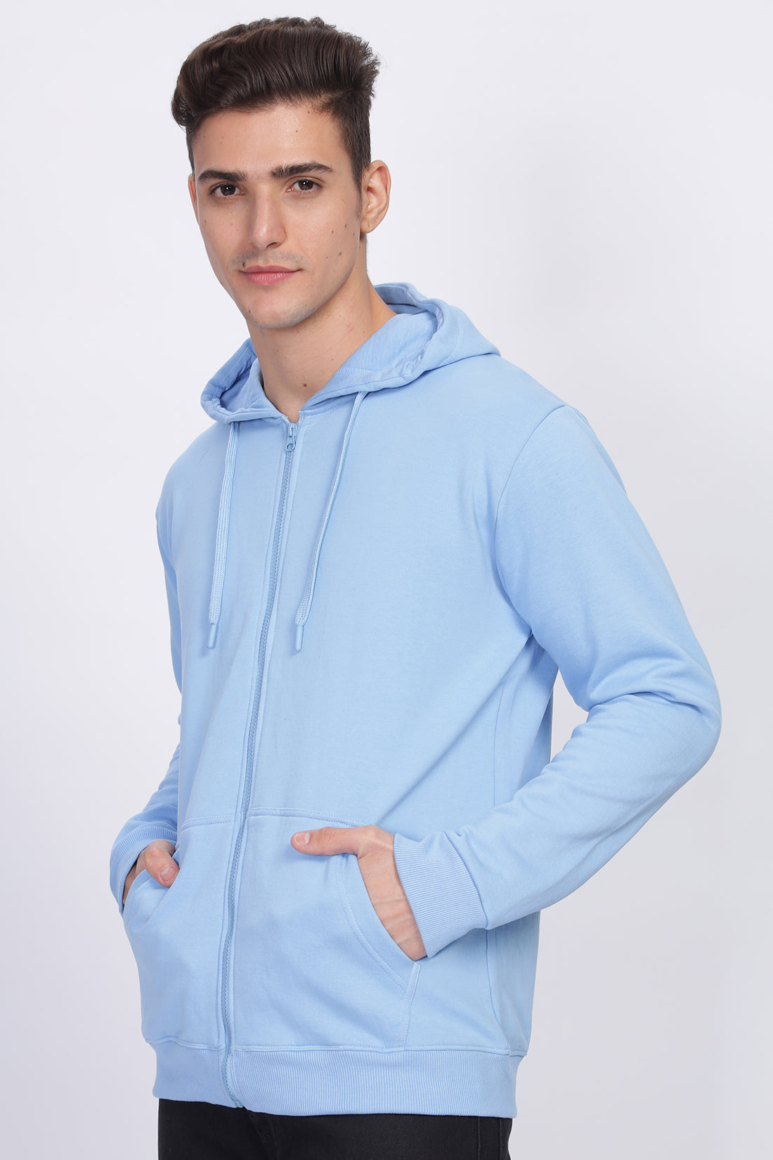Men Blue Sweatshirt With Zipper Hoodies
