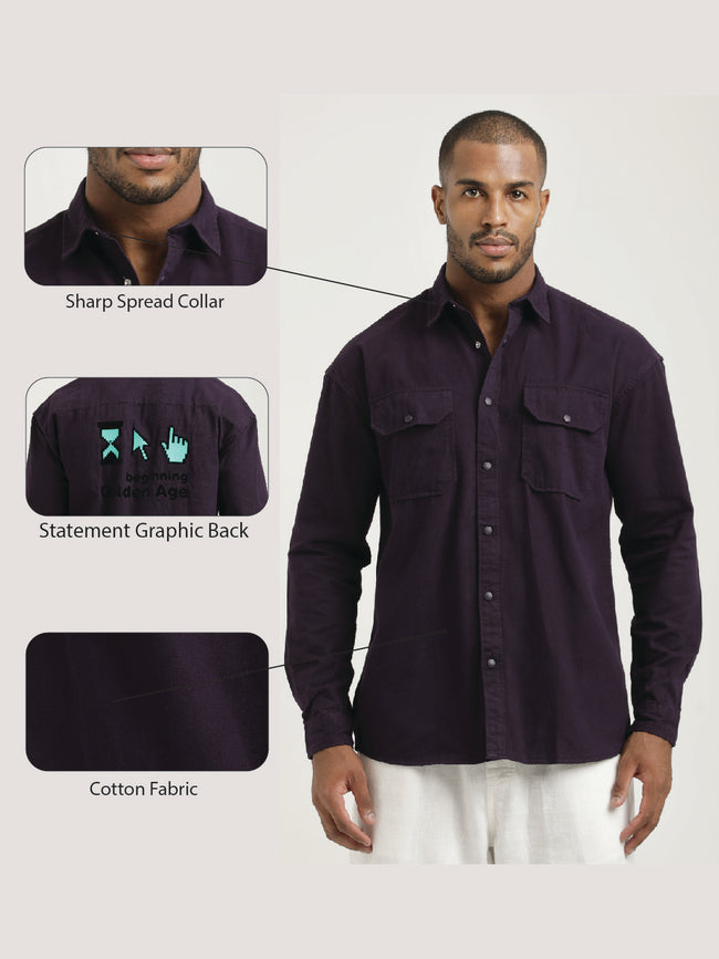 Men Cotton Shirt with Double Pockets