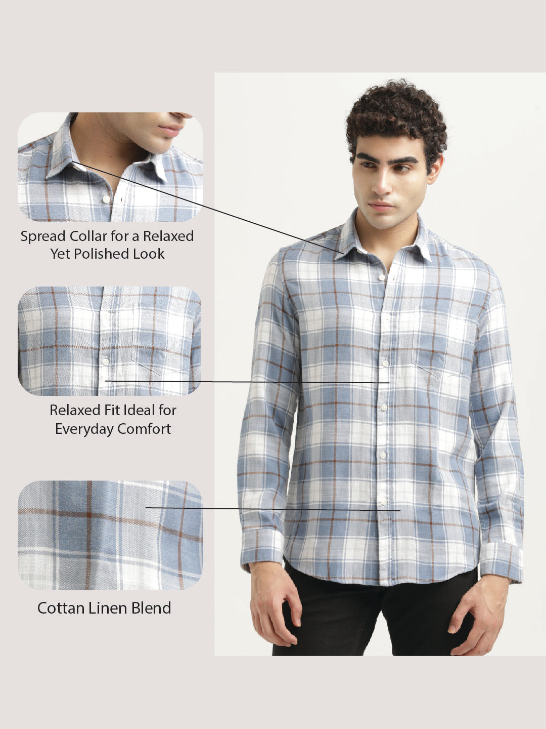 Men Checked Cotton-Linen Shirt