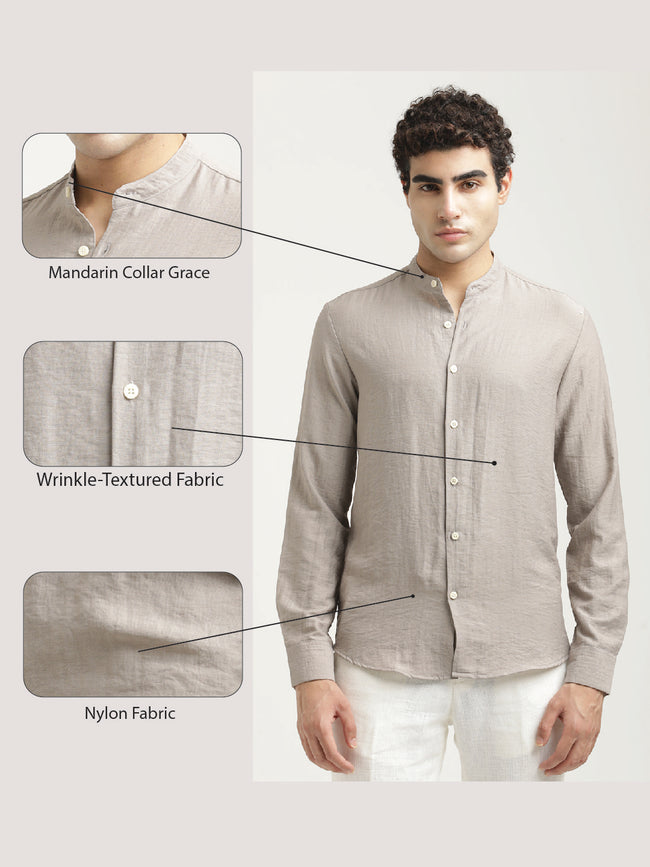 Men Mandarin Collar Nylon Shirt