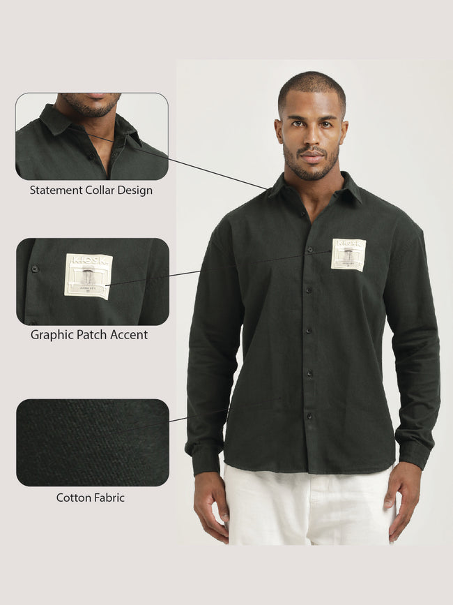 Men Cotton Shirt with Graphic Stickers
