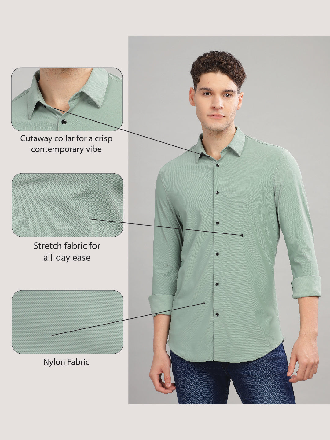Men Green Slim Fit Shirt
