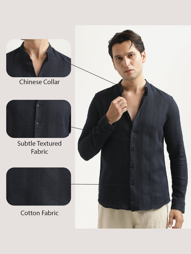 Men Self-Textured Cotton Shirt